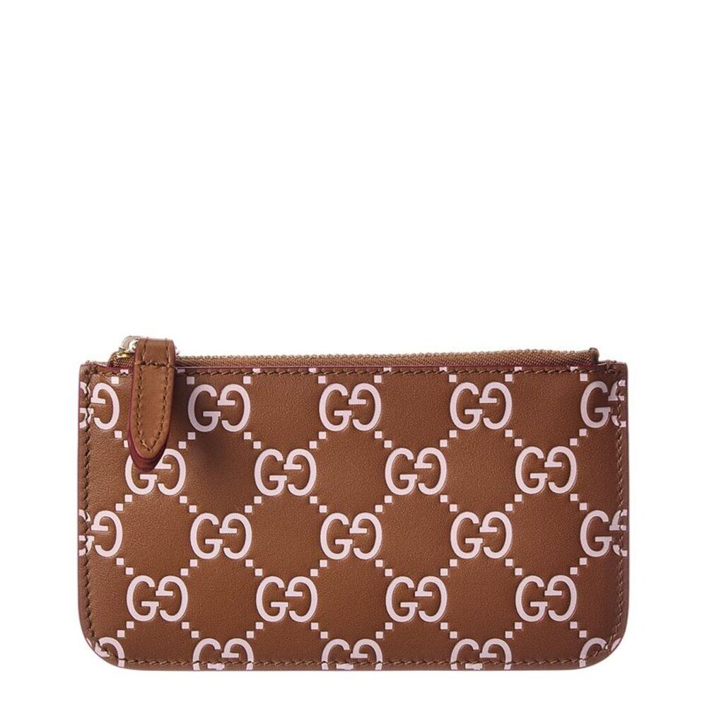 Gucci Emblem Gg Leather Key Case, Pink